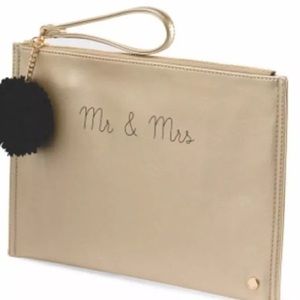 Deux Lux Mr. & Mrs. Pouch Wristlet With Strap Gold